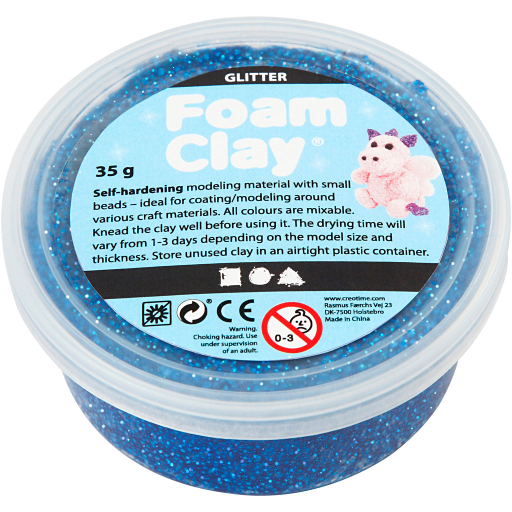 Foam clay ®, glitter, blauw, 35 gr 1 doosje