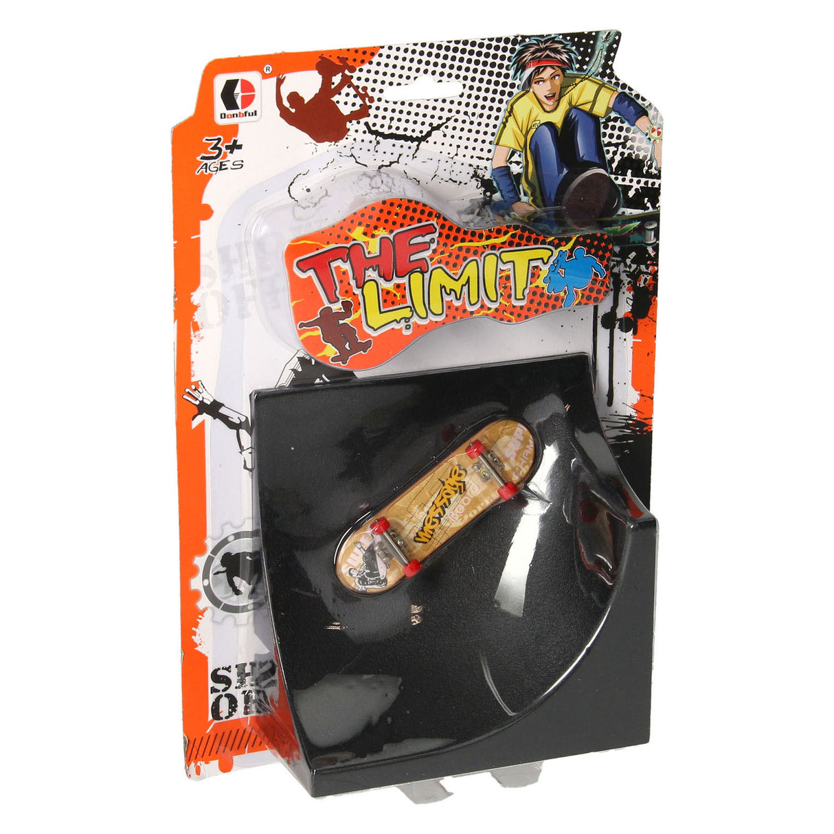 Vinger skateboard met stuntschans