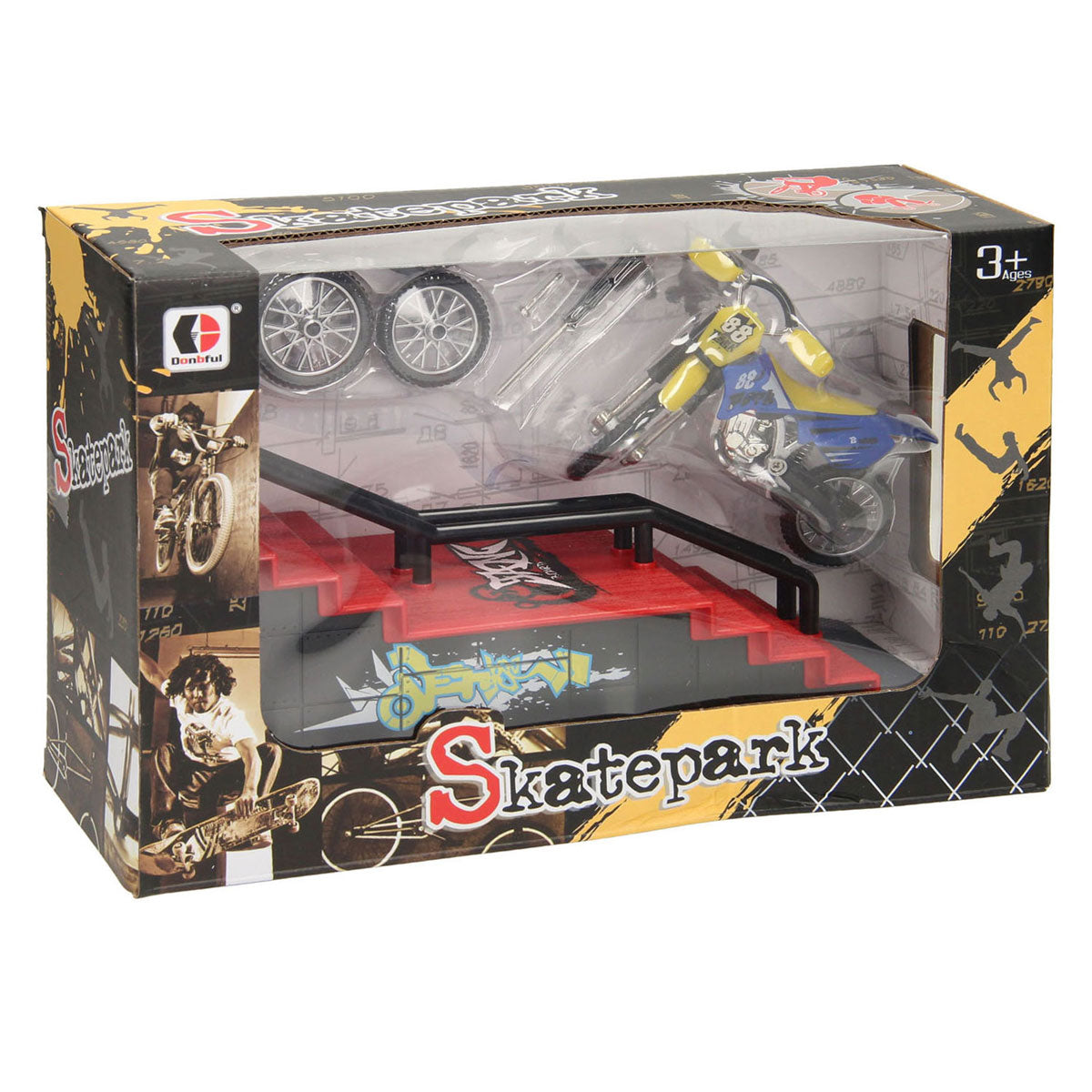 Vinger skateboard met stunt trail