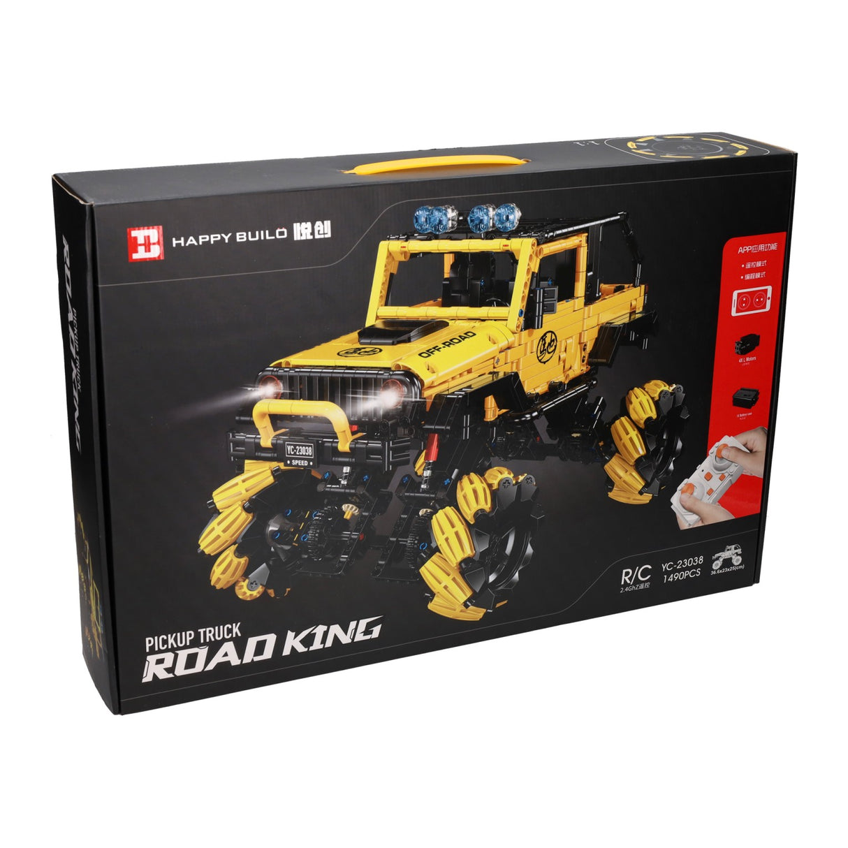 Rc happy build bestuurbare blokjes bouwset pickup truck - 1490dlg.