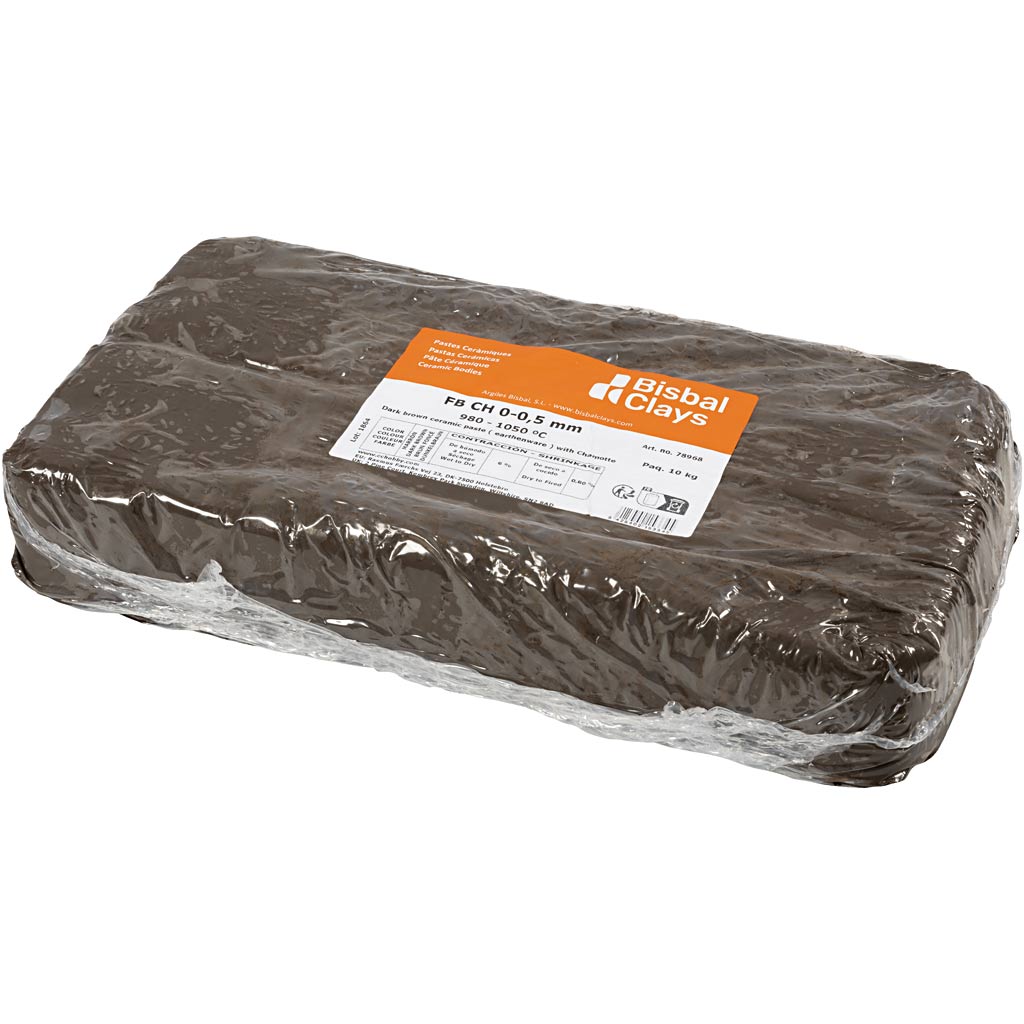 Klei met chamotte, donkerbruin, 10 kg 1 doos