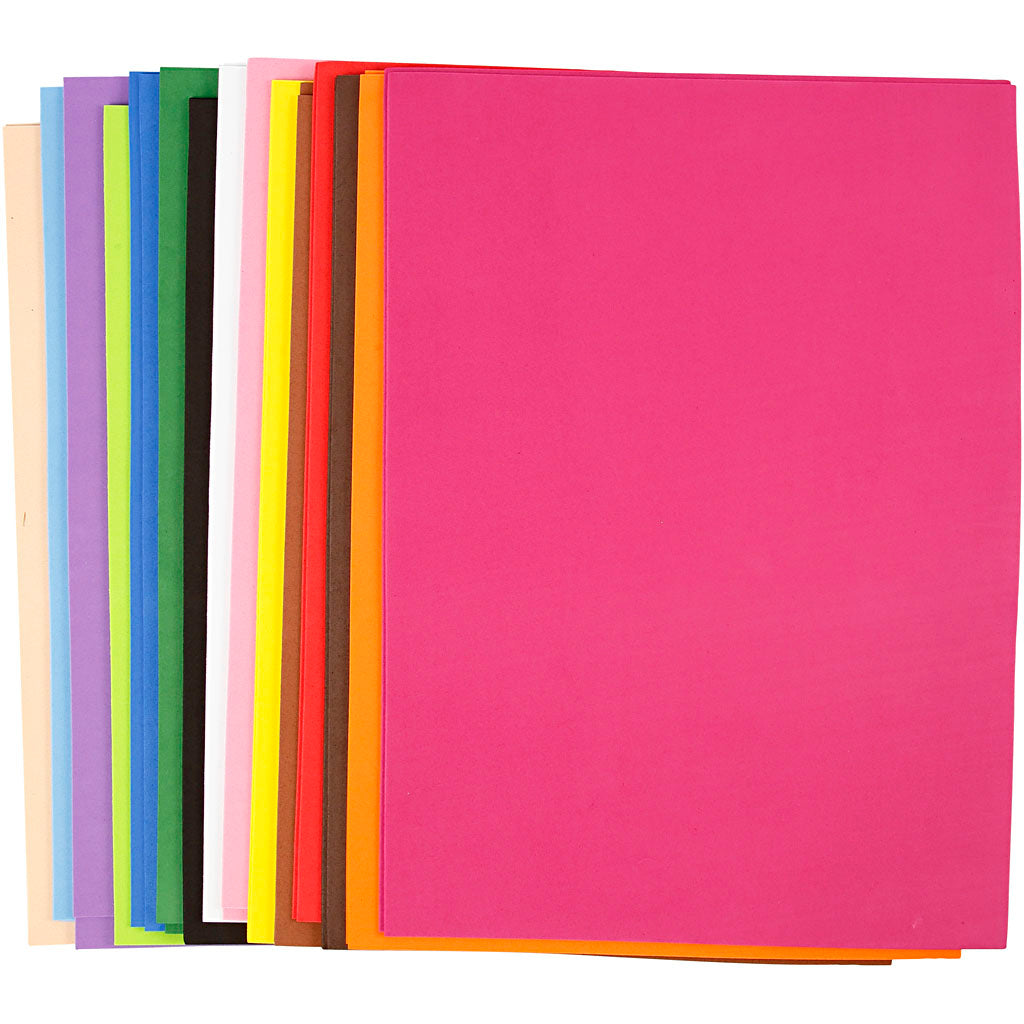 Creativ company foam vellen, a3, vel 297x420 mm, dikte 2 mm, diverse kleuren, 30 div vellen 1 doos