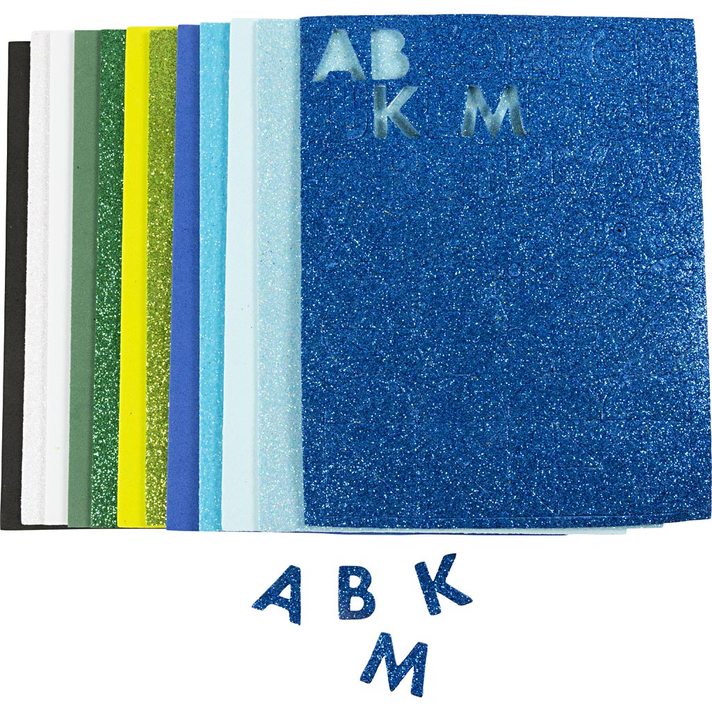 Creativ company foam vellen, afm 14x25 cm, dikte 2 mm, blauw groen harmonie, 12 vel 1 doos