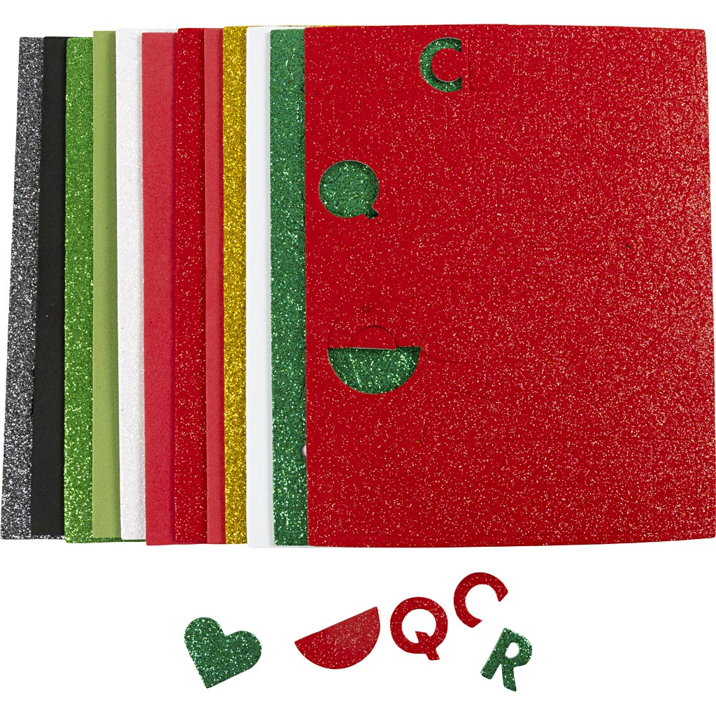 Creativ company foam vellen, afm 14x25 cm, dikte 2 mm, kerst verf, 12 vel 1 doos