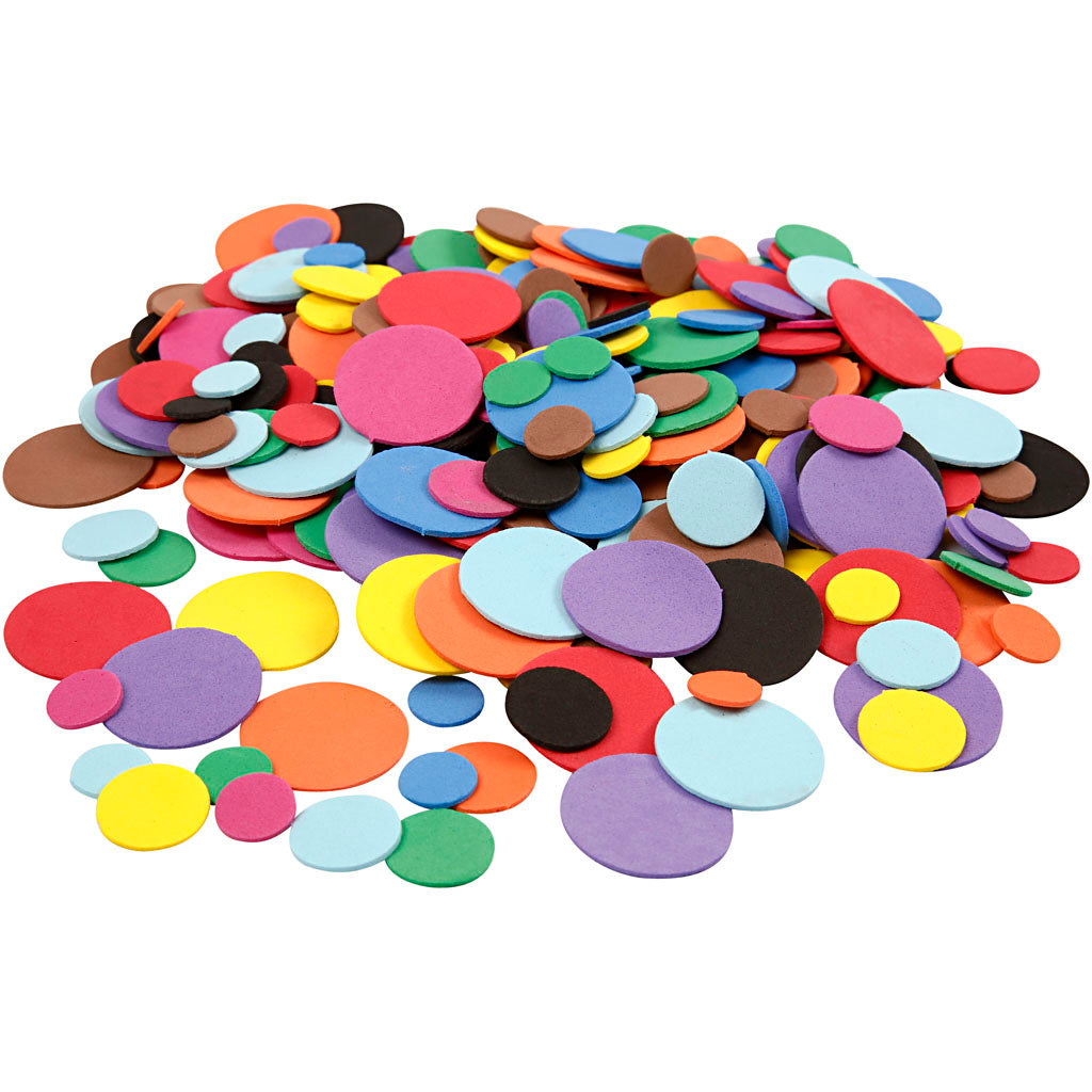 Creativ company eva foam cirkels, d 12+20+32 mm, diverse kleuren, 2120 div 1 doos