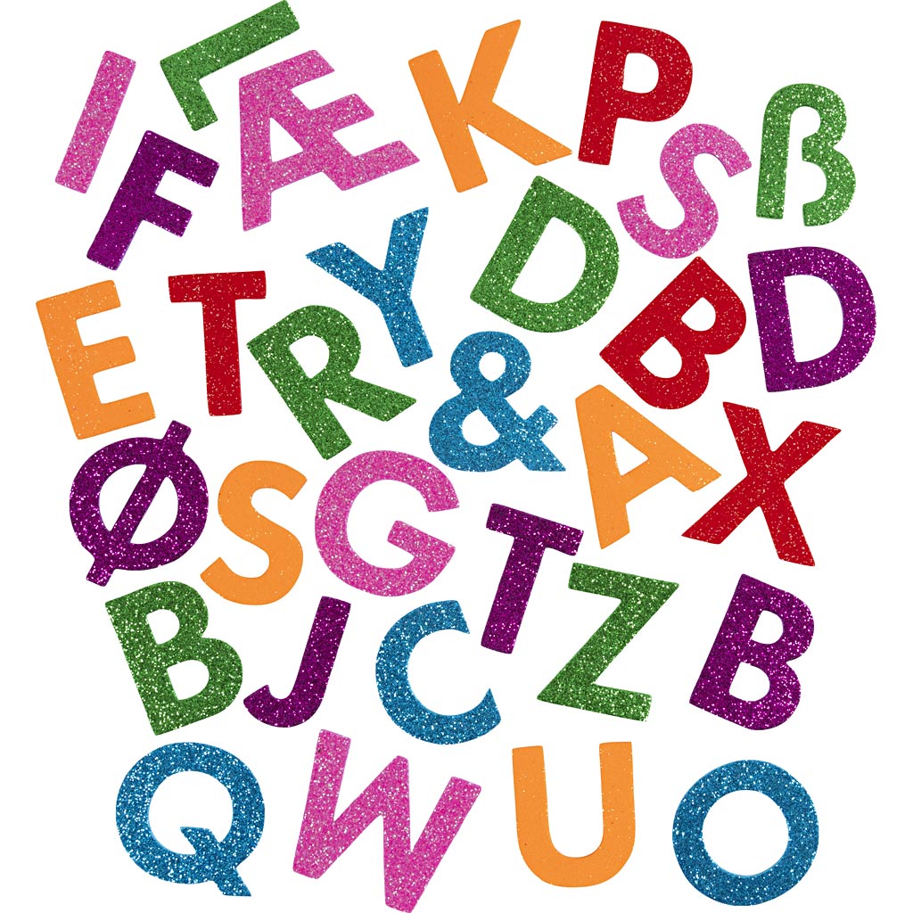 Creativ company foam stickers, letters, zelfklevend, h: 40 mm, kleurrijk, 110 stuk 1 doos