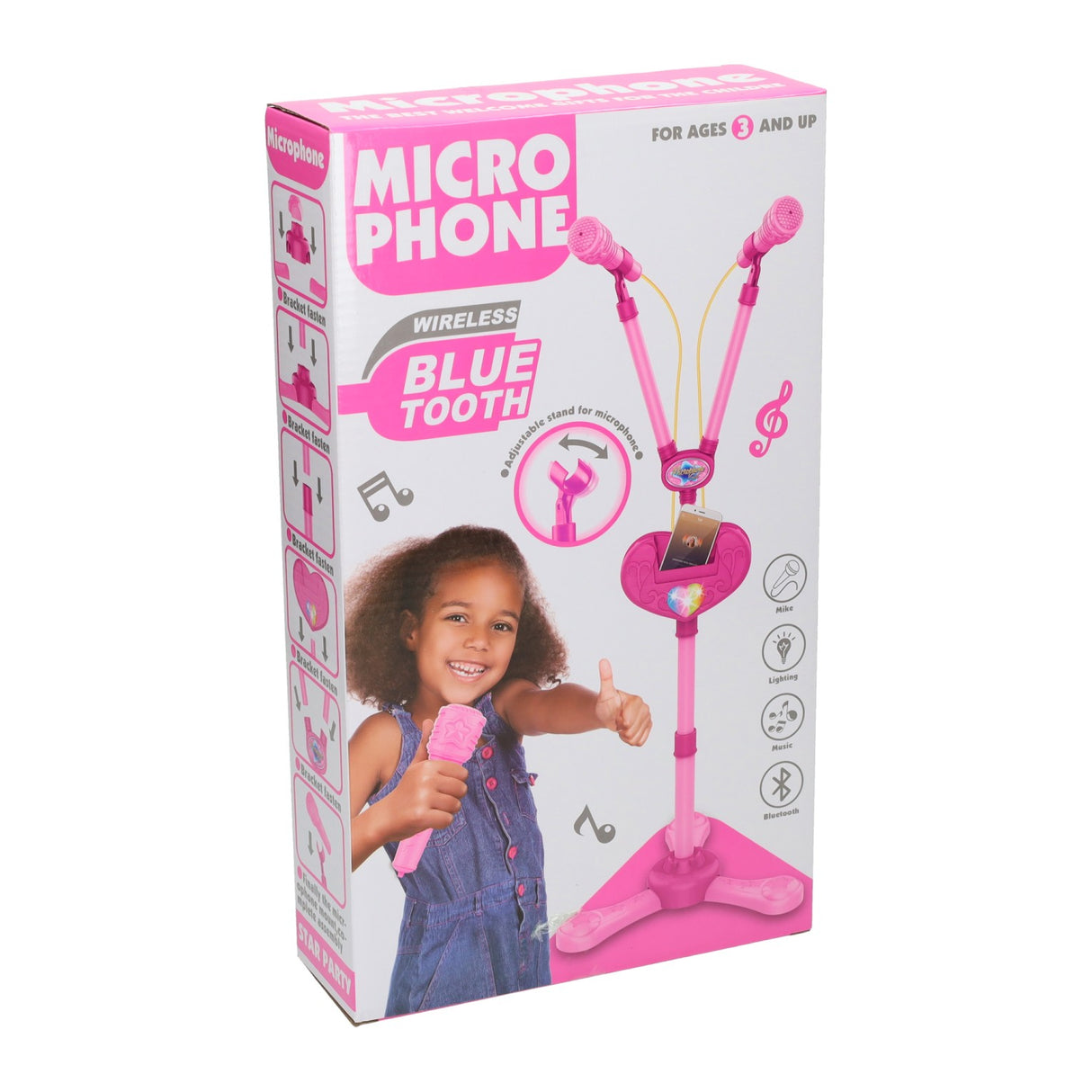 Duo microfoonstandaard met licht en geluid met bluetooth
