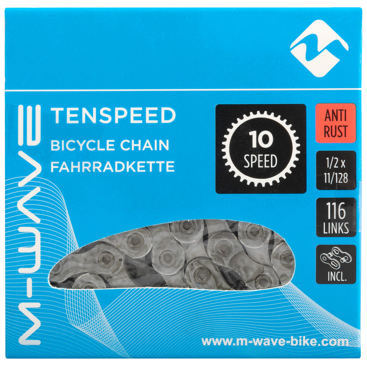 M-wave (kmc) ketting 10-speed 11 128 116 schakels anti roest in box