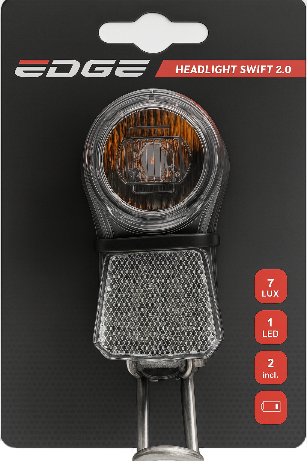 Edge Koplamp Swift 2.0 1 Led met Reflectie incl. batterijen (op kaart verpakt)