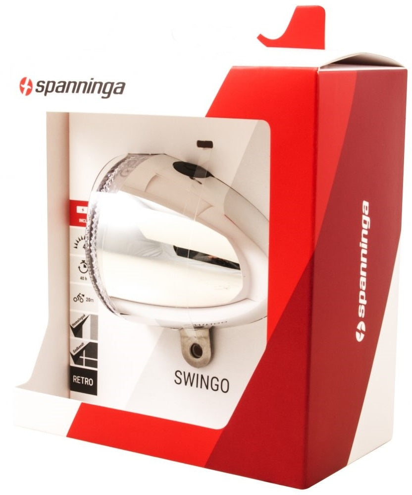 Spanninga swingo koplamp chroom batt.