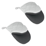Metaltex katoenen ovenhandschoenen 14x14 cm grijs wit 2 stuks