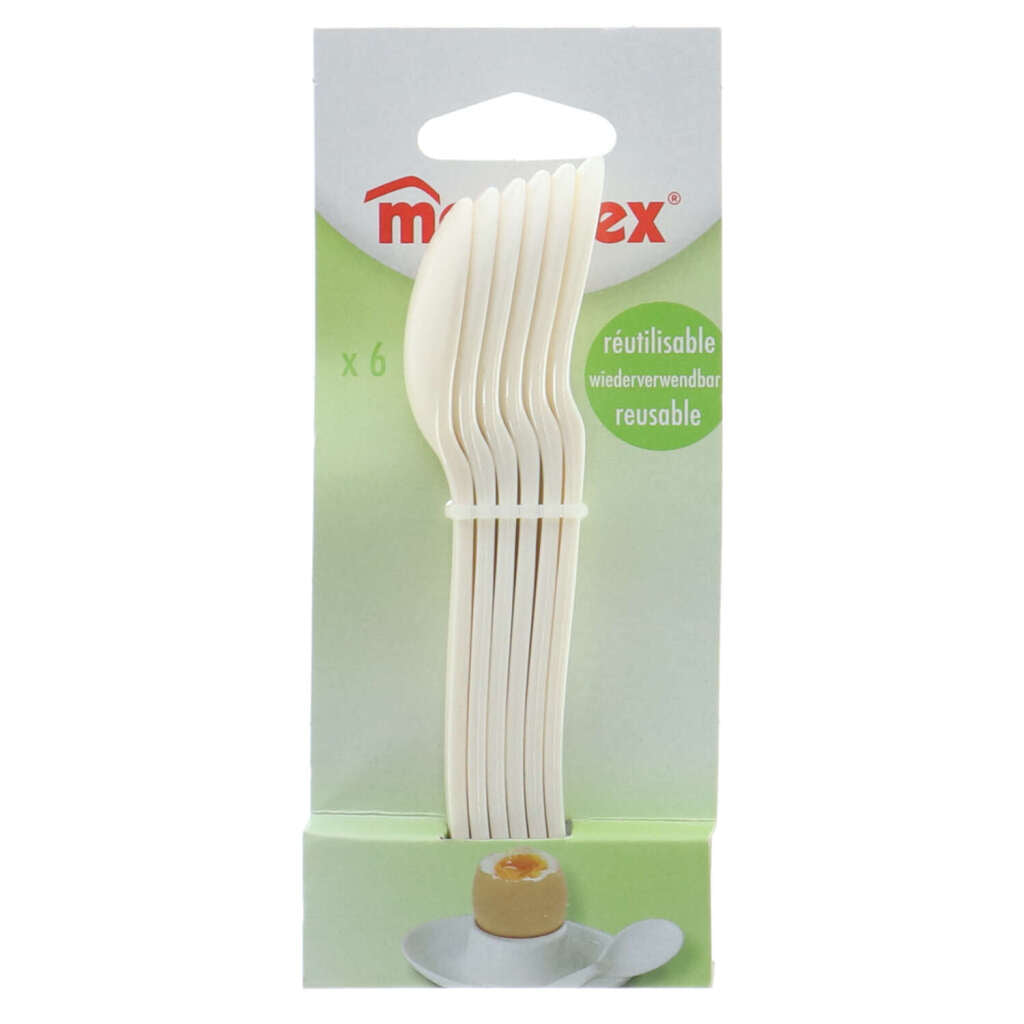 Metaltex eierlepels 6 stuks wit
