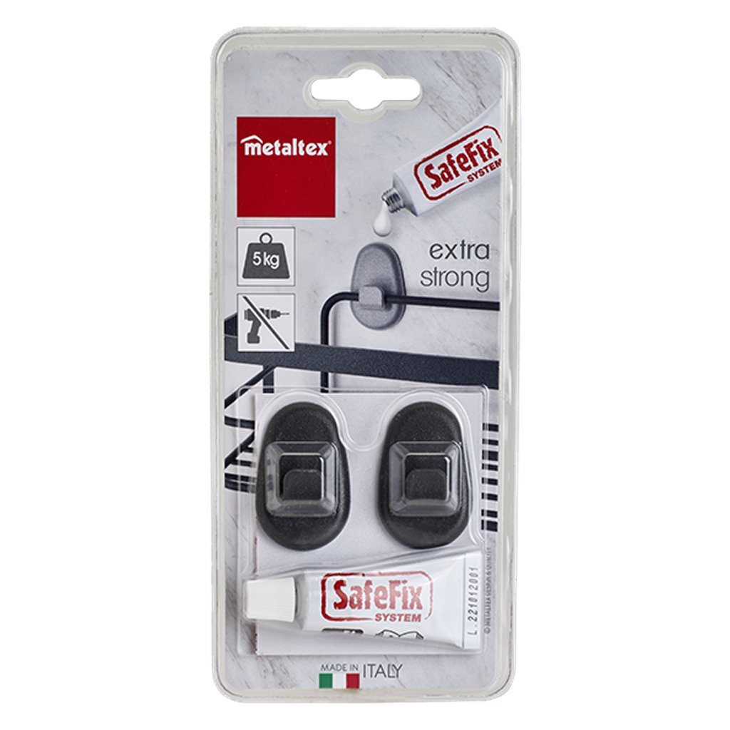 Metaltex plakhaken 2 stuks zwart