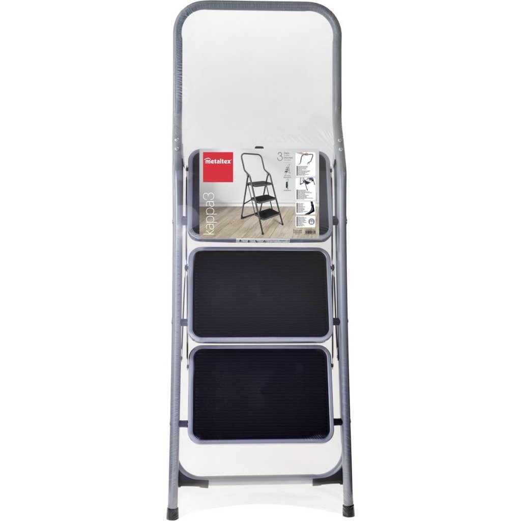 Metaltex huishoudtrap kappa 3 46x62x136 cm rvs grijs zwart