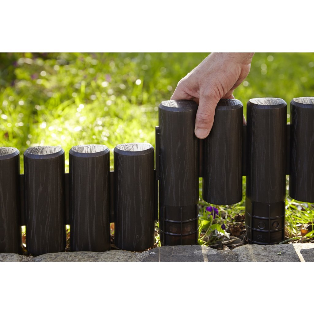 Bama tuin modulaire rand imitatiehout 38.5x15 cm 6 stuks bruin
