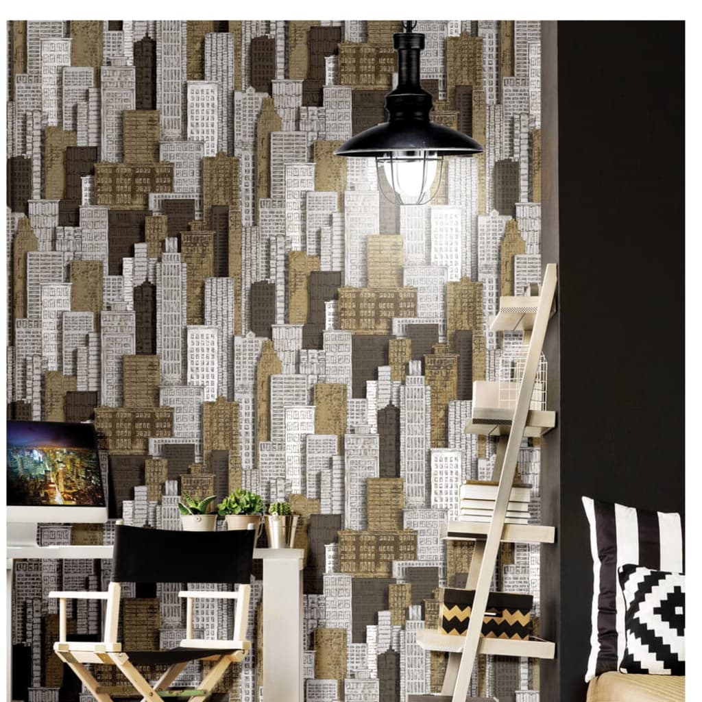 Noordwand behang urban friends coffee city apartments wit en goud