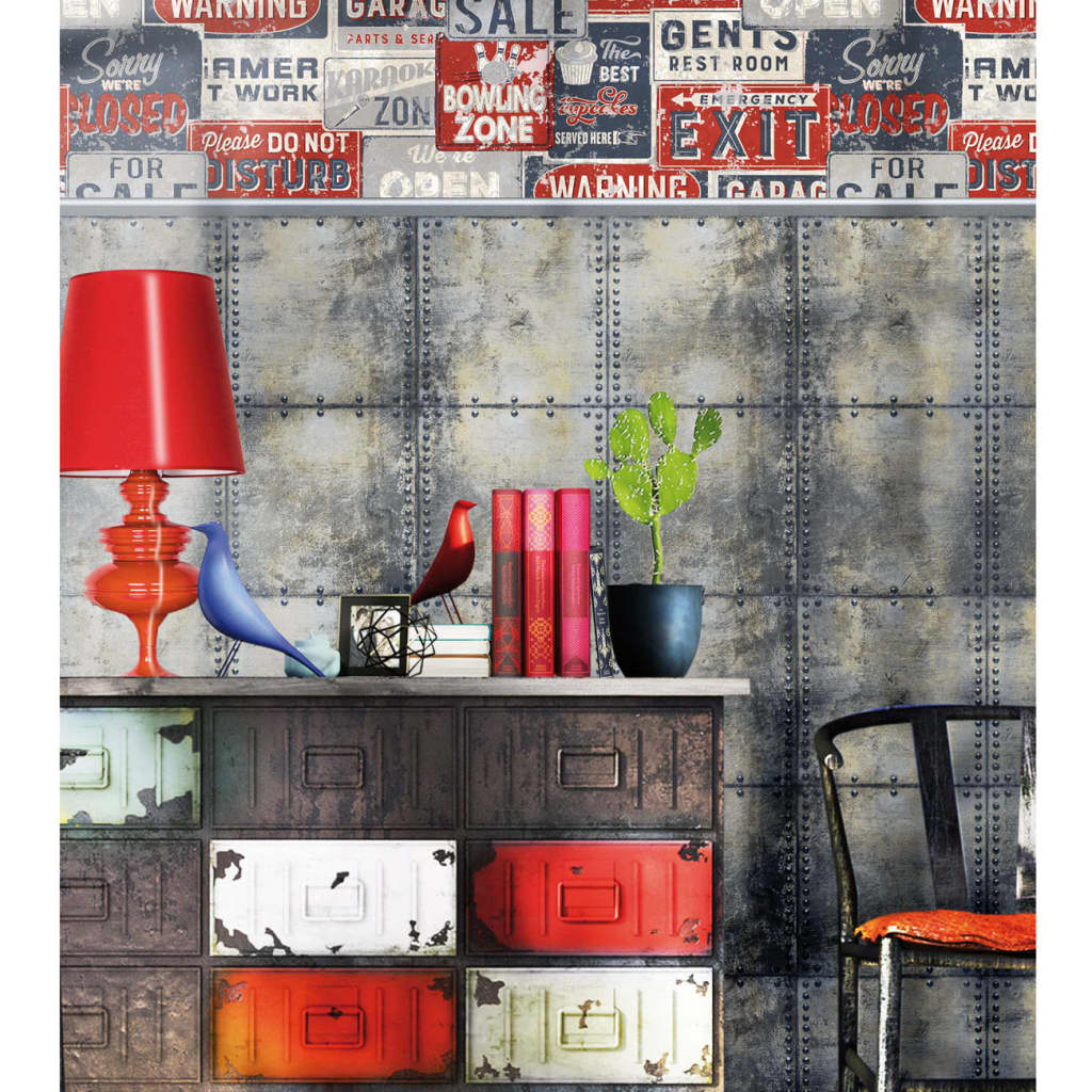 Noordwand behang urban friends coffee billboards small blauw en rood