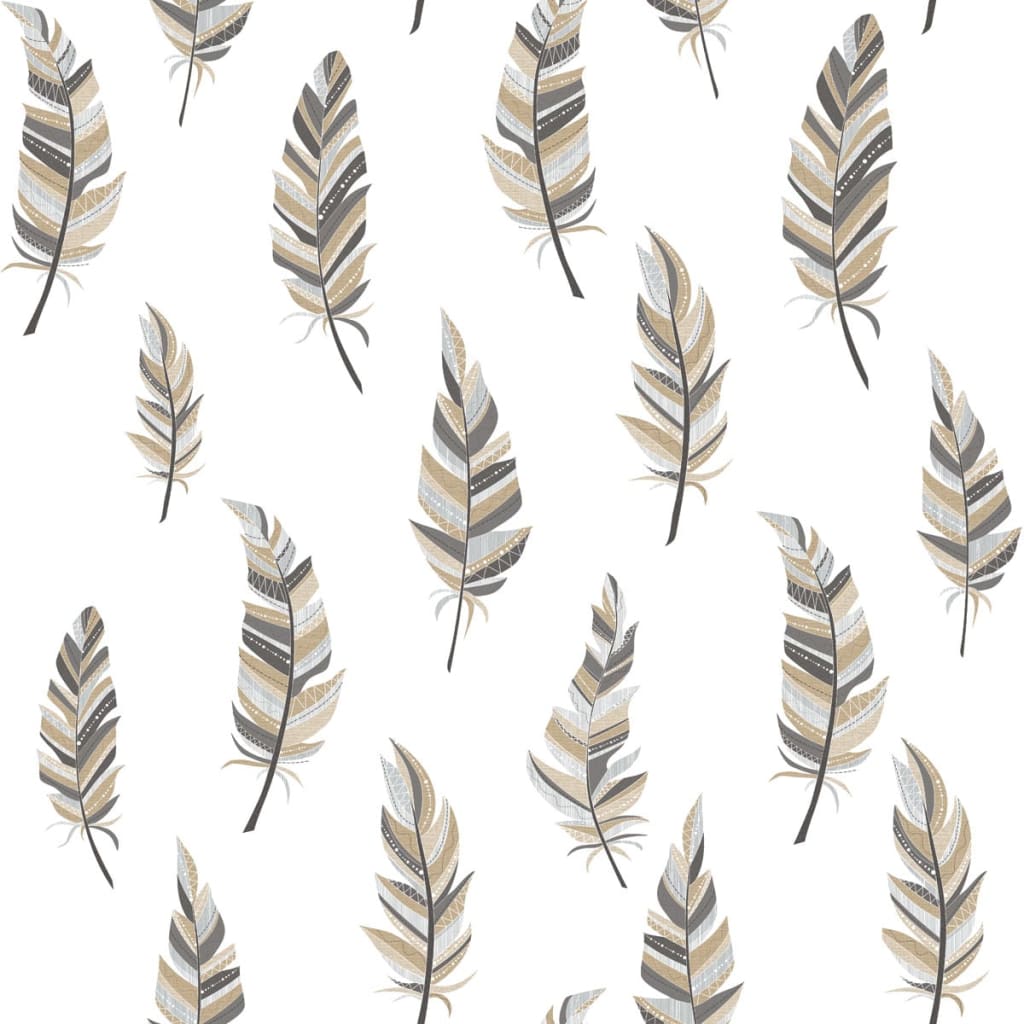 Noordwand behang urban friends coffee feathers wit en zilverkleurig