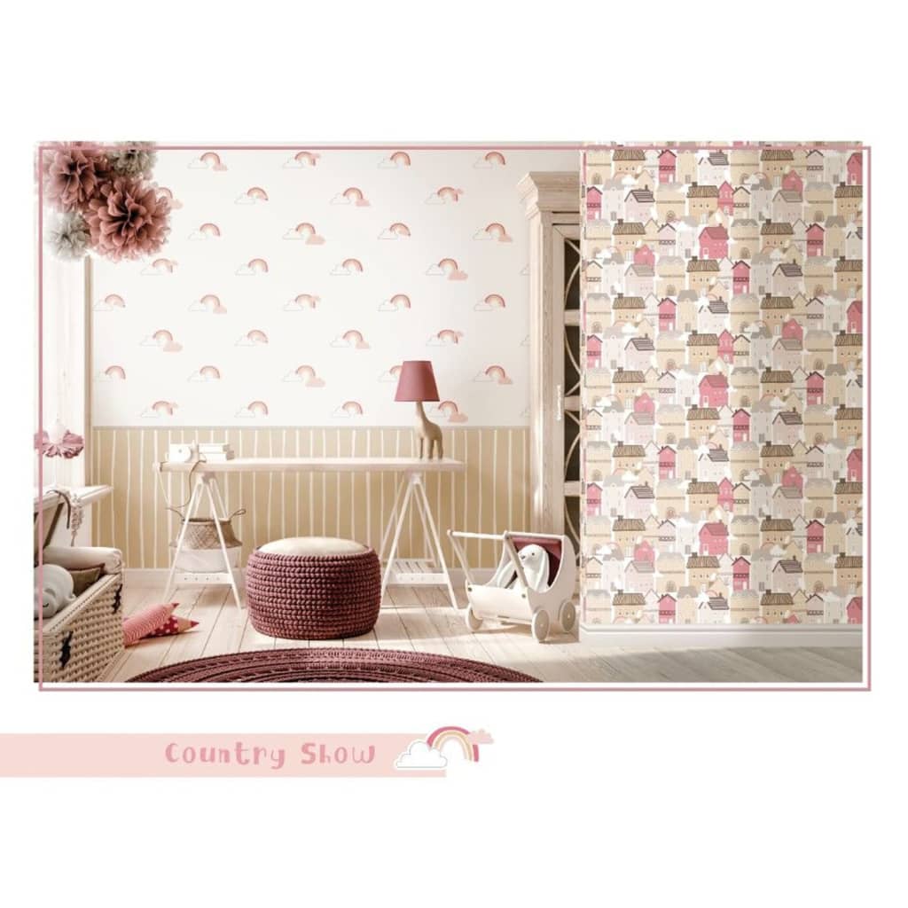 Noordwand behang mondo baby rainbows wit en roze