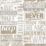 Noordwand behang vrienden koffie woorden en letters metallic en beige