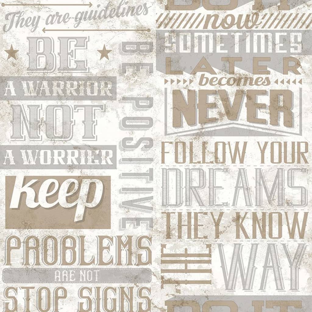 Noordwand behang friends coffee words and letters metallic en beige