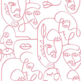 Noordwand behang friends coffee line art faces wit en roze