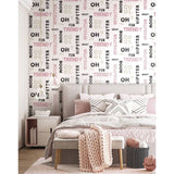 Noordwand Noordwand Behang Friends Coffee Words and Letters roze en zwart