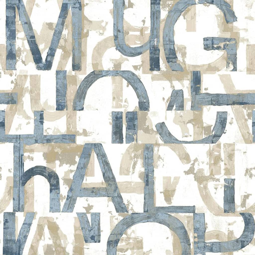 Noordwand behang friends coffee words and letters blauw en metallic