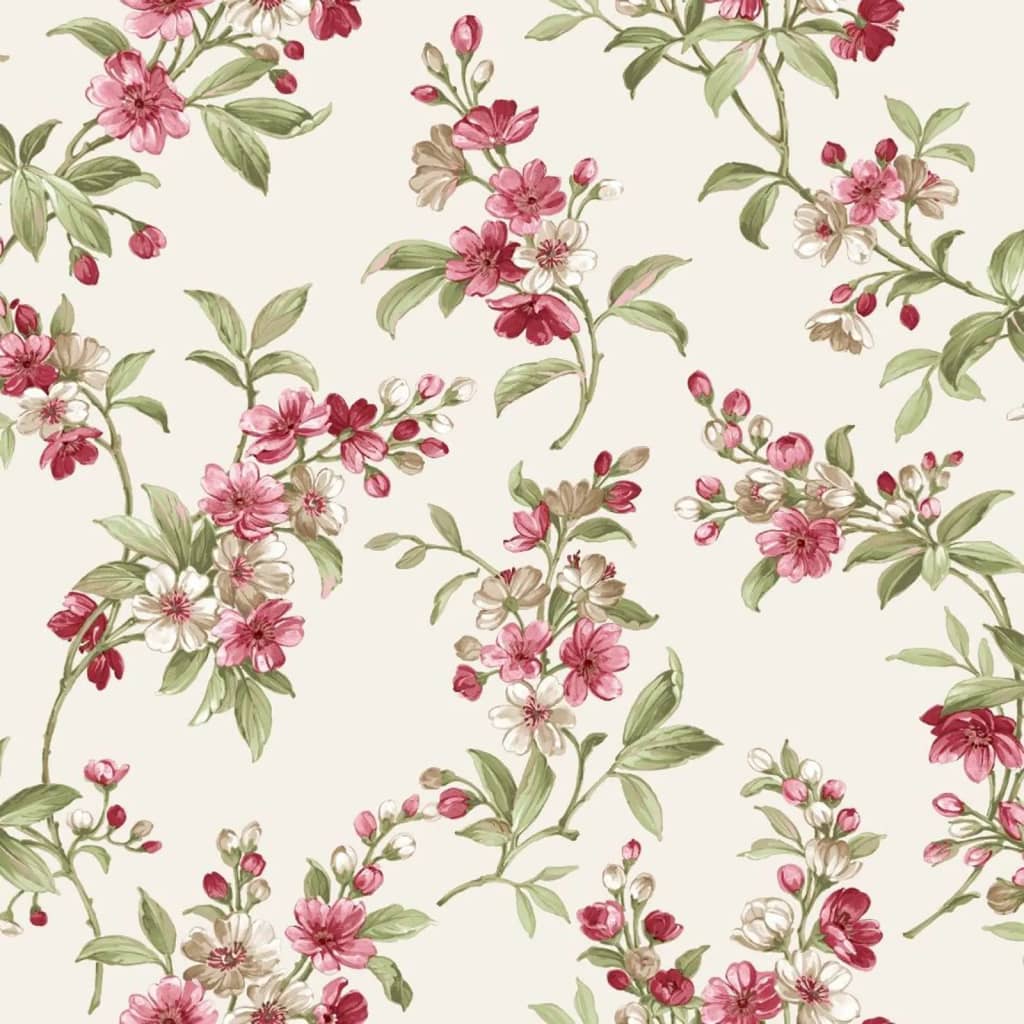 Noordwand behang blooming garden 6 flowers rood en groen