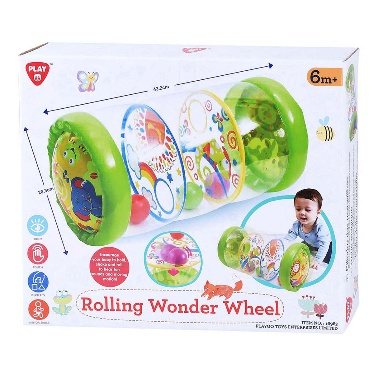 Play rollend wonderwiel met ballen opblaasbaar, 43cm
