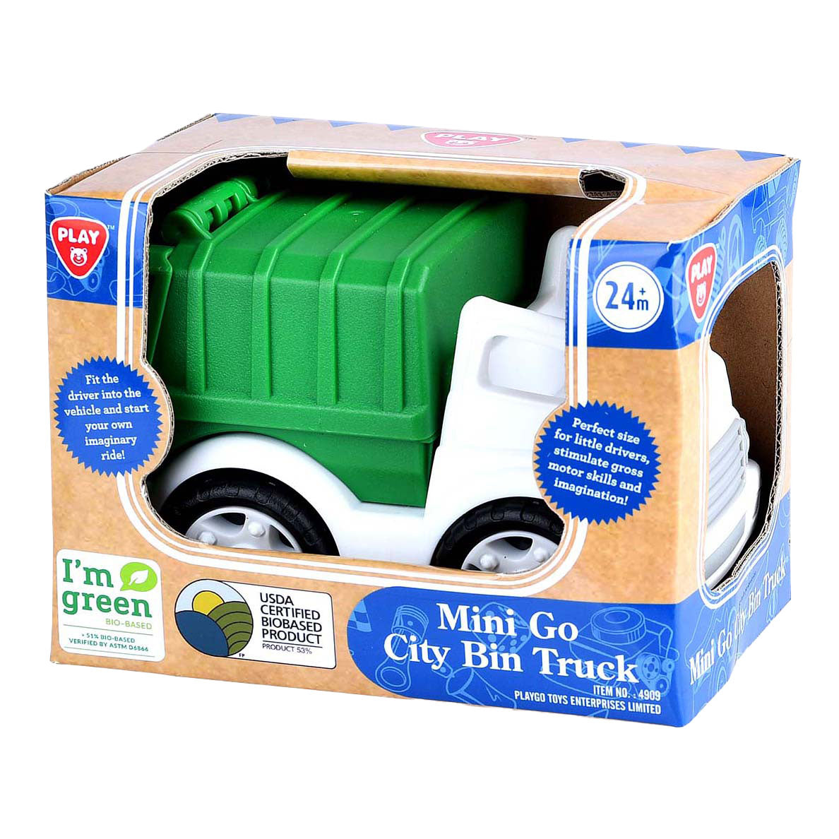 Play bio based vuilniswagen wit groen