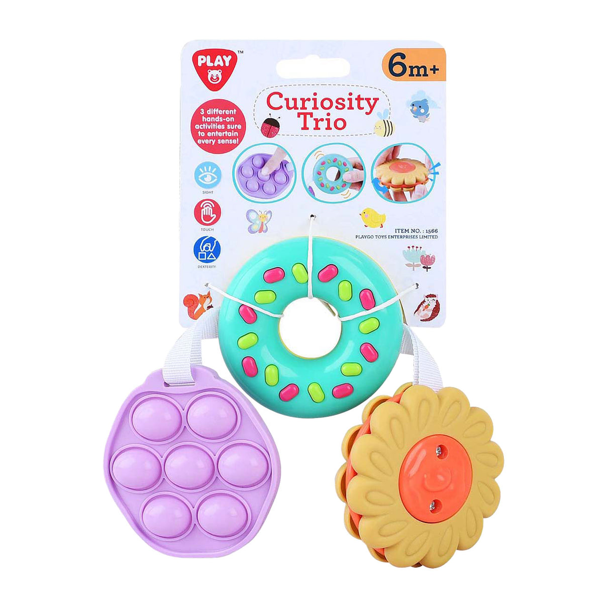 Play sensorisch speelgoed bloem en donut en pop-it, 3dlg.
