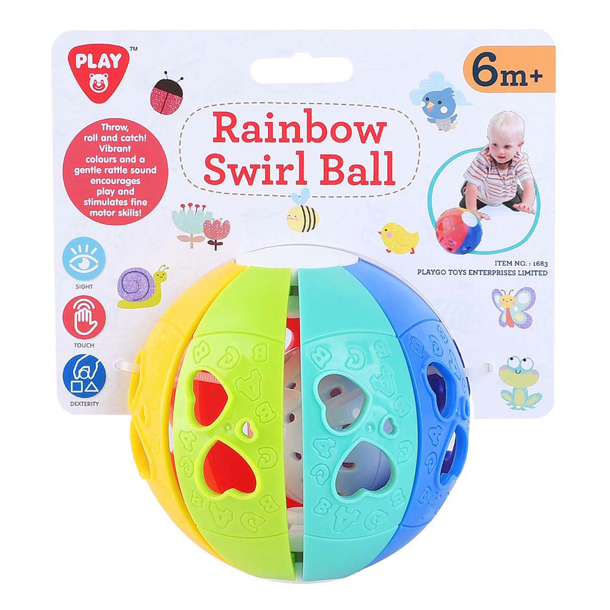 Play regenboog dwarrel bal met ratel geluid