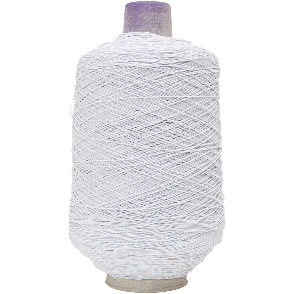 Dun, rond elastisch garen, wit, 1500 m 1 rol