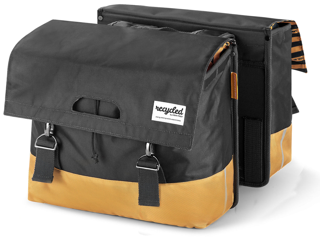 UrbanProof Urban Proof dubbele fietstas zwart geel 40L