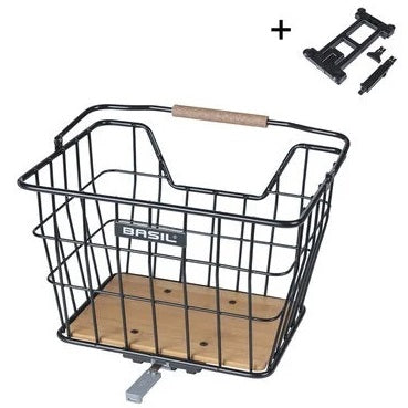 Basil fietsmand nordland mik 23 liter 23 x 33 x 19 cm voor- en of achterop zwart bruin
