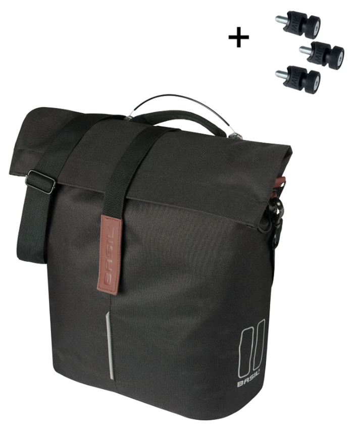 Basil tas city shopper enkel | mik studs | zwart | 14-16l