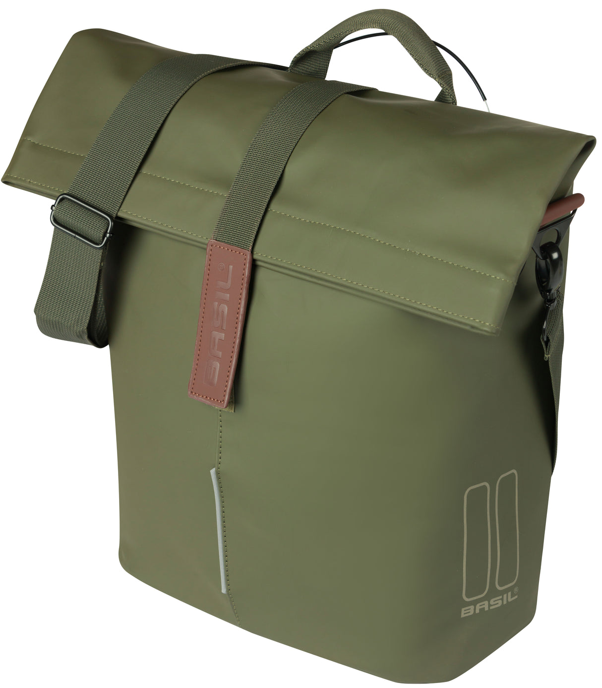 Basil fietsshopper city mik studs 14-16 liter 11 x 29 x 36 cm - moss green