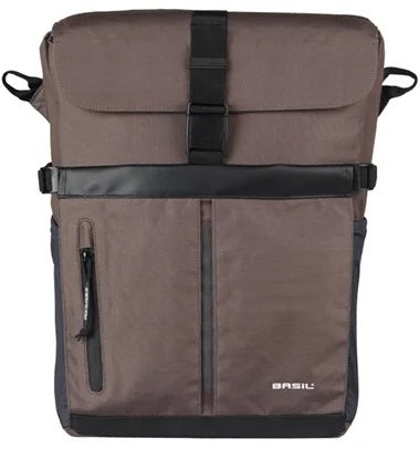 Basil fietsschoudertas move mik hooks bruin met helmvak |15l