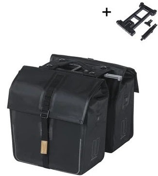 Basil dubbele fietstas urban dry mik 50 liter 16 x 31 x 32 cm (2x) - mat zwart