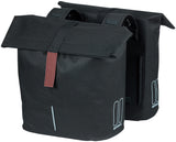 Basil City dubbele fietstas - waterafstotend polyester - zwart - Universal Bridge systeem - 28-32L
