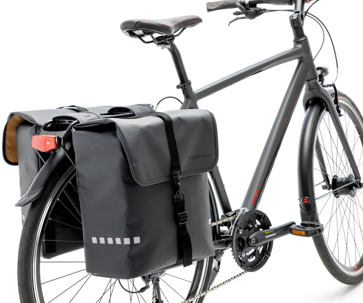 NEW LOOXS Twin bags "Odense Double MIK"Volume: 39 l (2x 19.5 l), dimensions (L x W x H): 34 x 16 x 38 cmwater-repellent polyester, hook closure, reflective applications, with pre-mounted MIK Adapter Plate