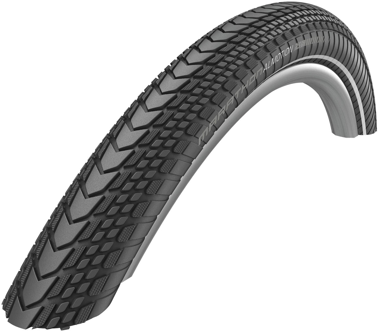 SCHWALBE tire "Marathon Almotion" Evolution LineHS 603, 67 EPI, foldable, black / reflexAddix, for E-bikes up to 25 km/h, fast, safe, agile. With additional weight reduction on tire