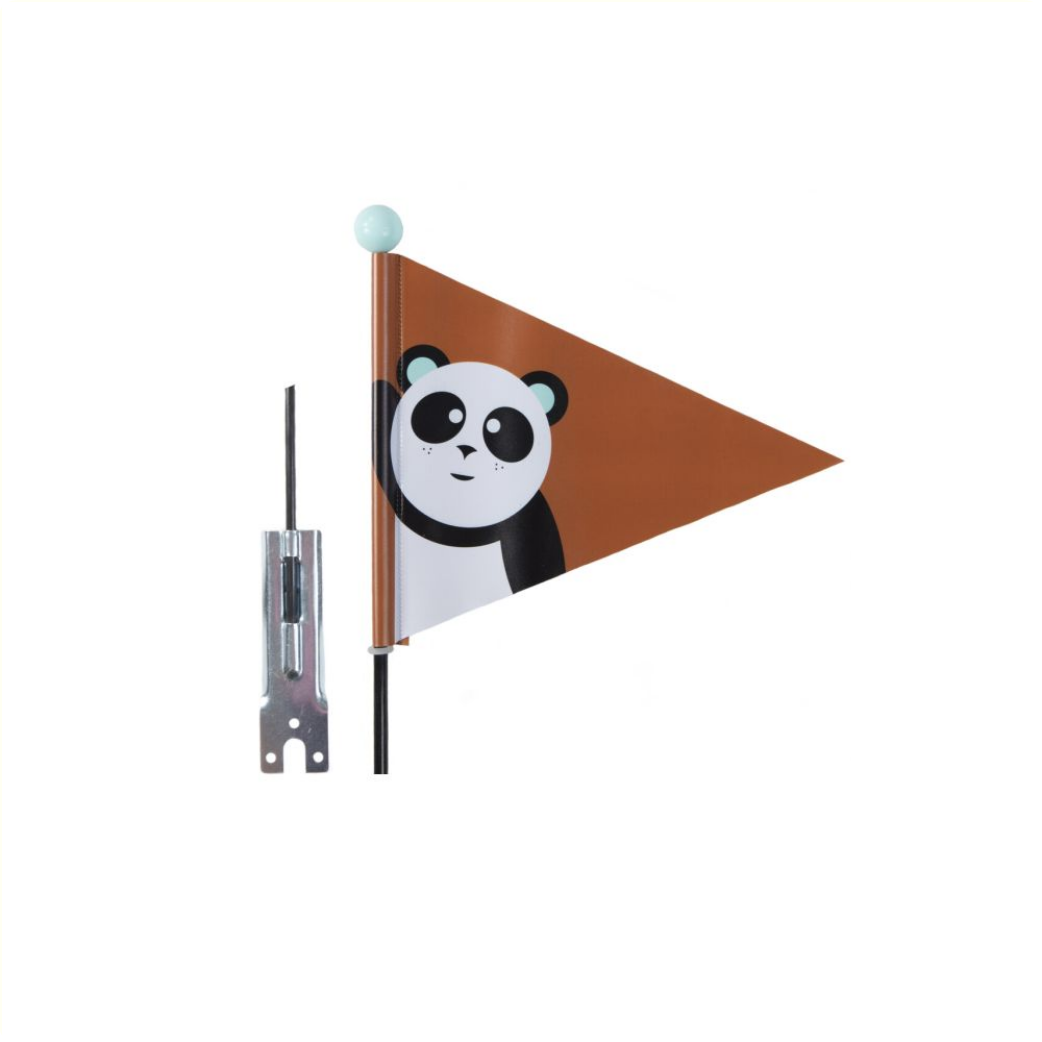 Beveiligingsvlag Pexkids Panda Braun met een Panda -print