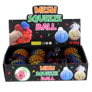 Fidget squeeze bal regenboog mesh 6 cm