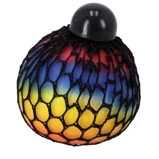 Fidget squeeze bal regenboog mesh 6 cm