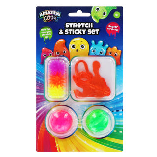 Amazing cool plakhandje plakbal 2 stuks en 3 raamlopers sticky klein assorti