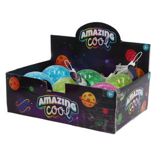 Amazing cool stuiterbal glitter met lampje 10 cm assorti