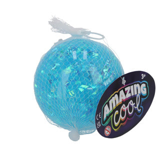 Amazing cool stuiterbal glitter met lampje 10 cm assorti