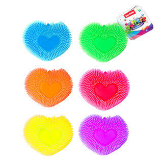 Pufferbal sleutelhanger hart 7 cm 6 assorti